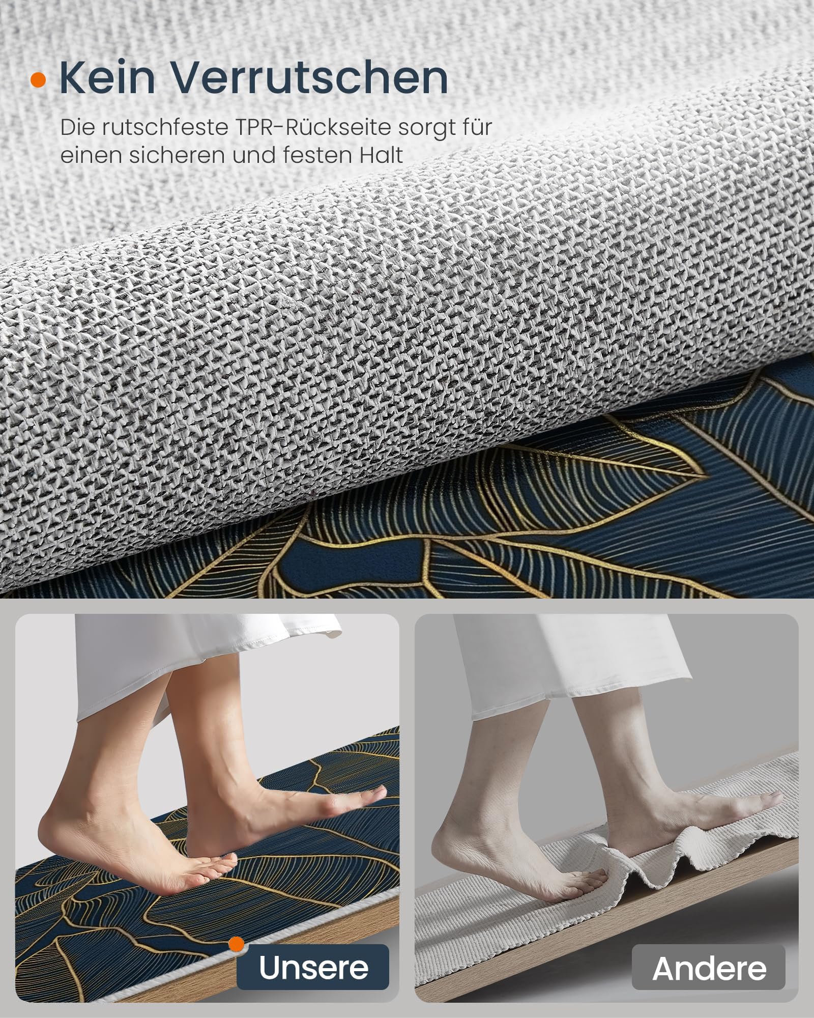 Tappeto Rotondo Salotto 100cm, Piante di lusso File di foglie di banano Tappeto Soggiorno Antiscivolo Pelo Corto, Tappeti Rotondi Lavabile Morbido Tappeti Camera da Letto Oro