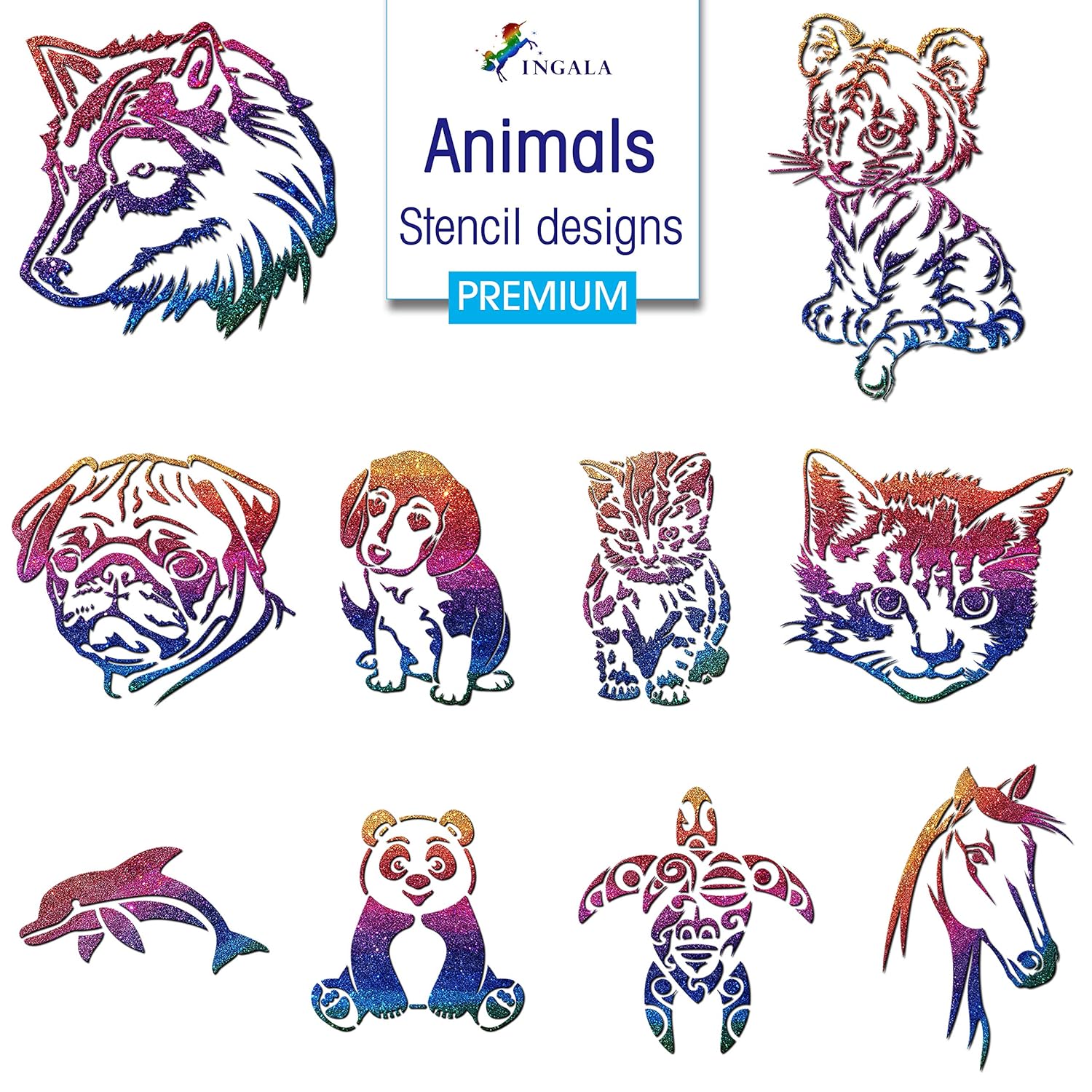 INGALA Premium Artistic Glitter Tattoo Set - 146 Unique Designs for Kids, Teens & Adults. Suitable for Henna, Airbrush & Face Painting