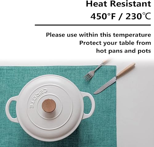 Vista 212 de Home Brilliant Juego de 4 manteles individuales de lino azul, resistentes al calor, manteles individuales para mesa de comedor, manteles Índigo