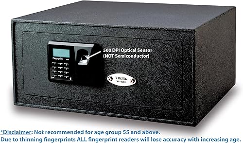 Miniatura 2 de Caja de seguridad biométrica pequeña, caja de seguridad por vía de huella digital Viking Security Safe VS-35BLX
