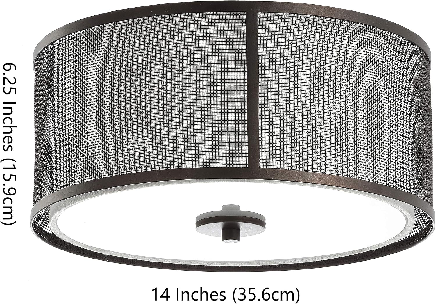 SAFAVIEH FLU4035A Layne Dark Grey and White 2-Light (LED Bulbs Included) Flush Mount