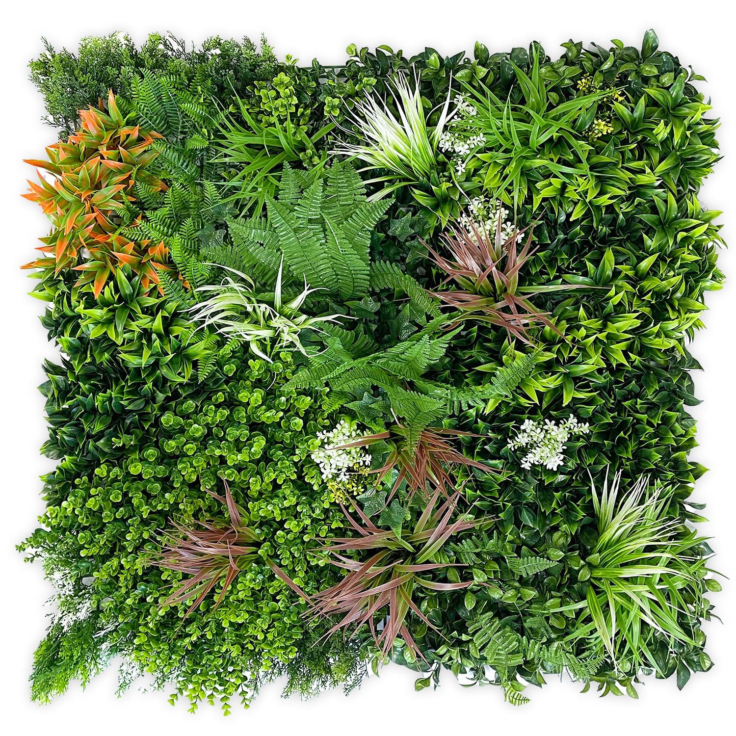 Artificial Living Wall Panels 1m x 1m - Artificial Grass Wall Panels - Garden Screening & Indoor Outdoor Plant Wall for Garden Privacy & Flower Wall Panel - 3-Year UV Guarantee (Tropical Ember)