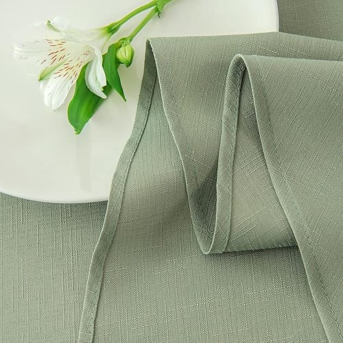 Miniatura 8 de maxmill Mantel redondo con textura de lino a prueba de derrames, sin arrugas, suave mantel de jacquard para mesa circular, para comedor, bufé,