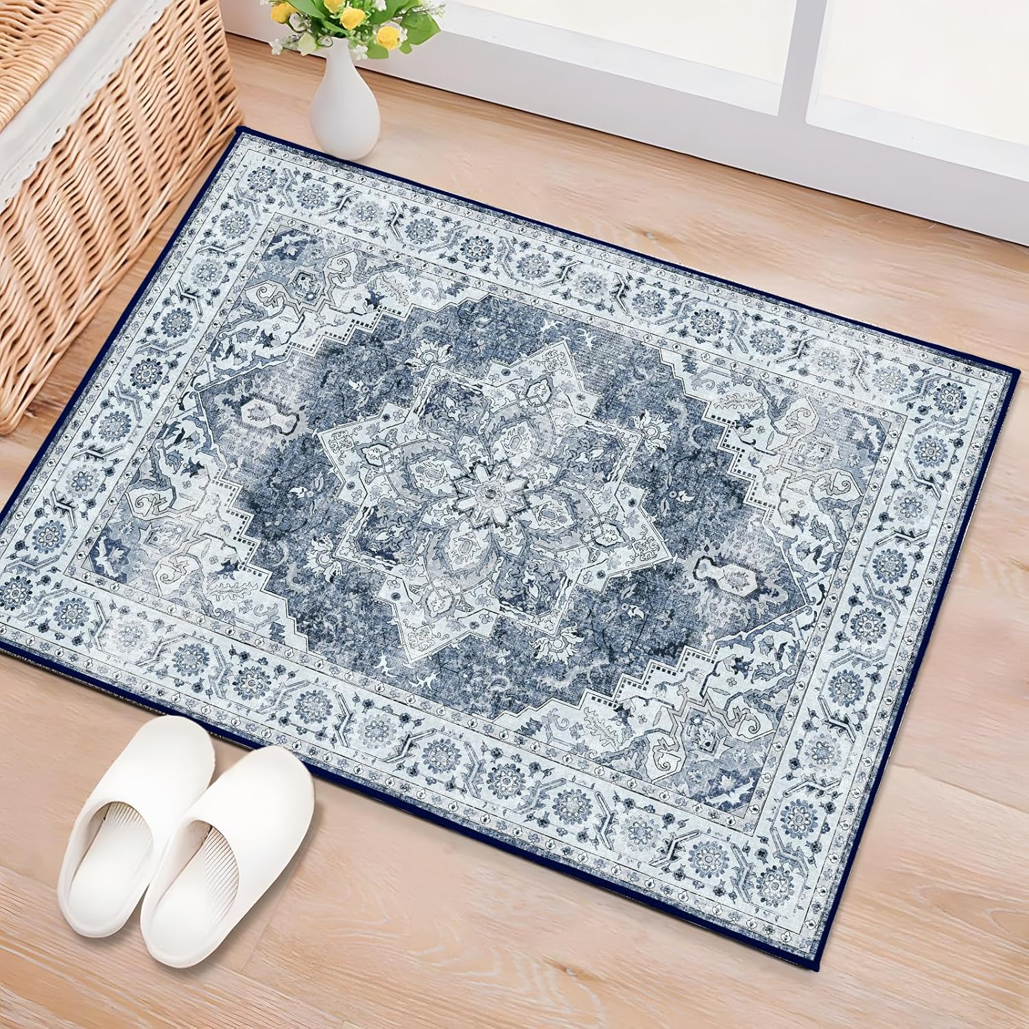 Worxvell Small Entryway Rug 2x3 Washable Non Slip Rugs