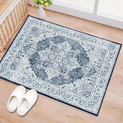 Miniatura 1 de Alfombras de 2 x 3 para entrada, alfombra pequeña lavable antideslizante para puerta de interior para cocina, baño, parte trasera oriental, alfombra