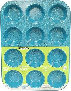 casaWare Ceramic Coated NonStick 12 Cup Muffin Pan (Blue Granite)