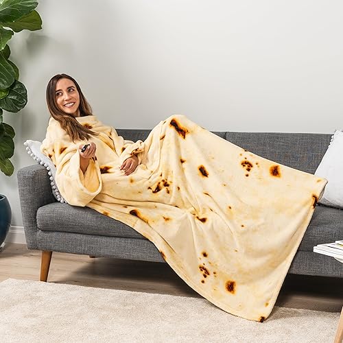 Miniatura 8 de PAVILIA Manta con Mangas para Adultos Mujeres Hombres, Manta Suave y Cálida Usable de Vellón Envolvente Tipo Throw, Manta Bata Regalo