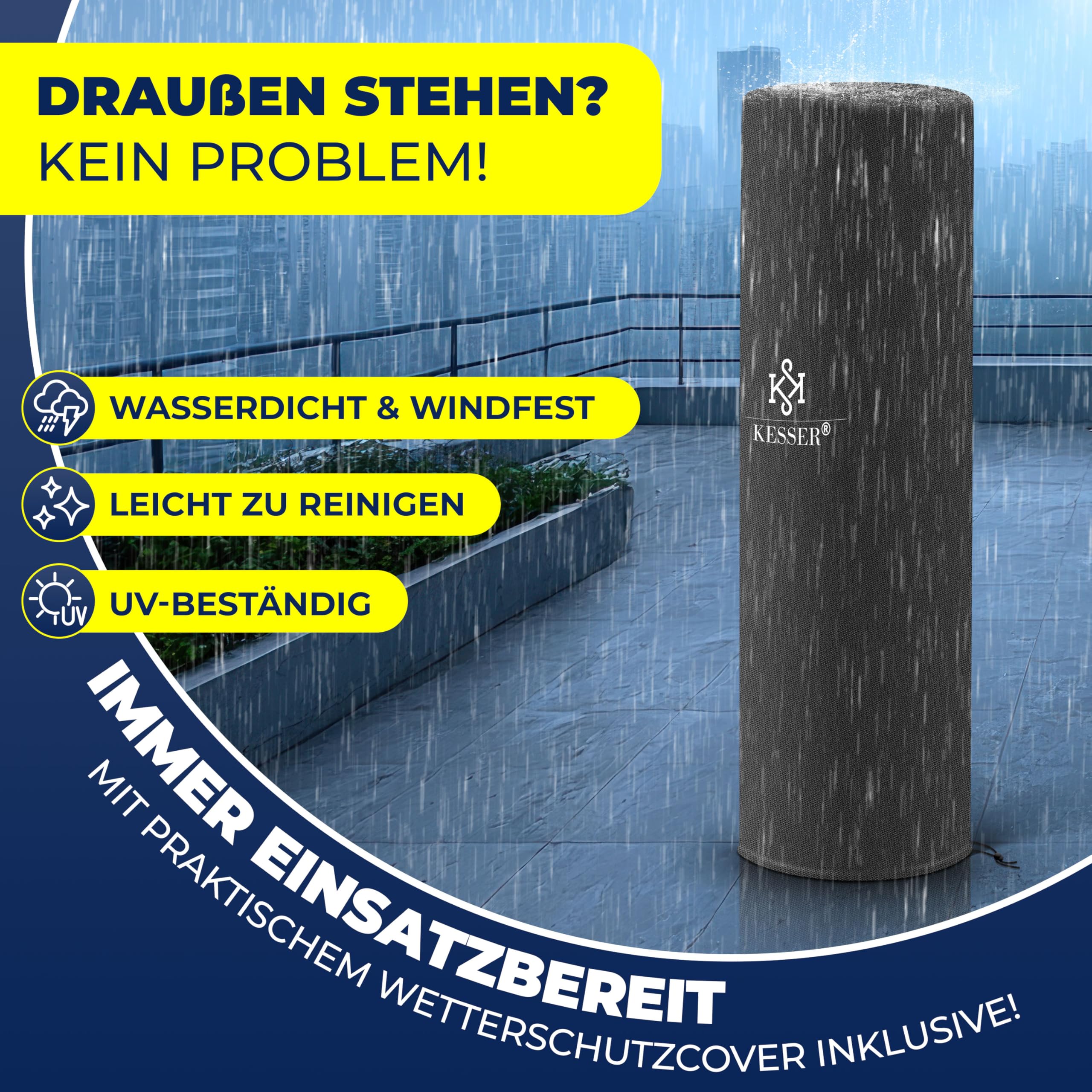 KESSER® Chauffage à gaz KE12 | Chauffage de terrasse | Radiateur extérieur | Chauffage extérieur 12,5 kW | Chauffage d'extérieur à gaz | Chauffage radiant | Appareil de chauffage, noir