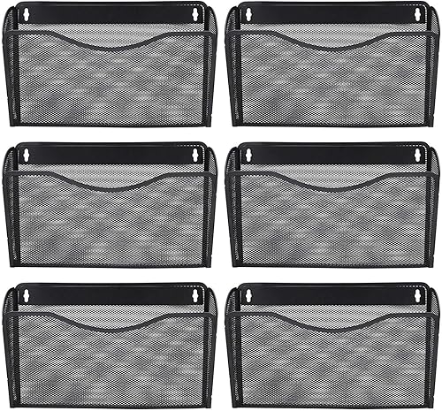 Miniatura 7 de EASEPRES Paquete de 6 soportes de archivos de malla para colgar en la pared, organizador vertical de bolsillo para archivos de pared para oficina y