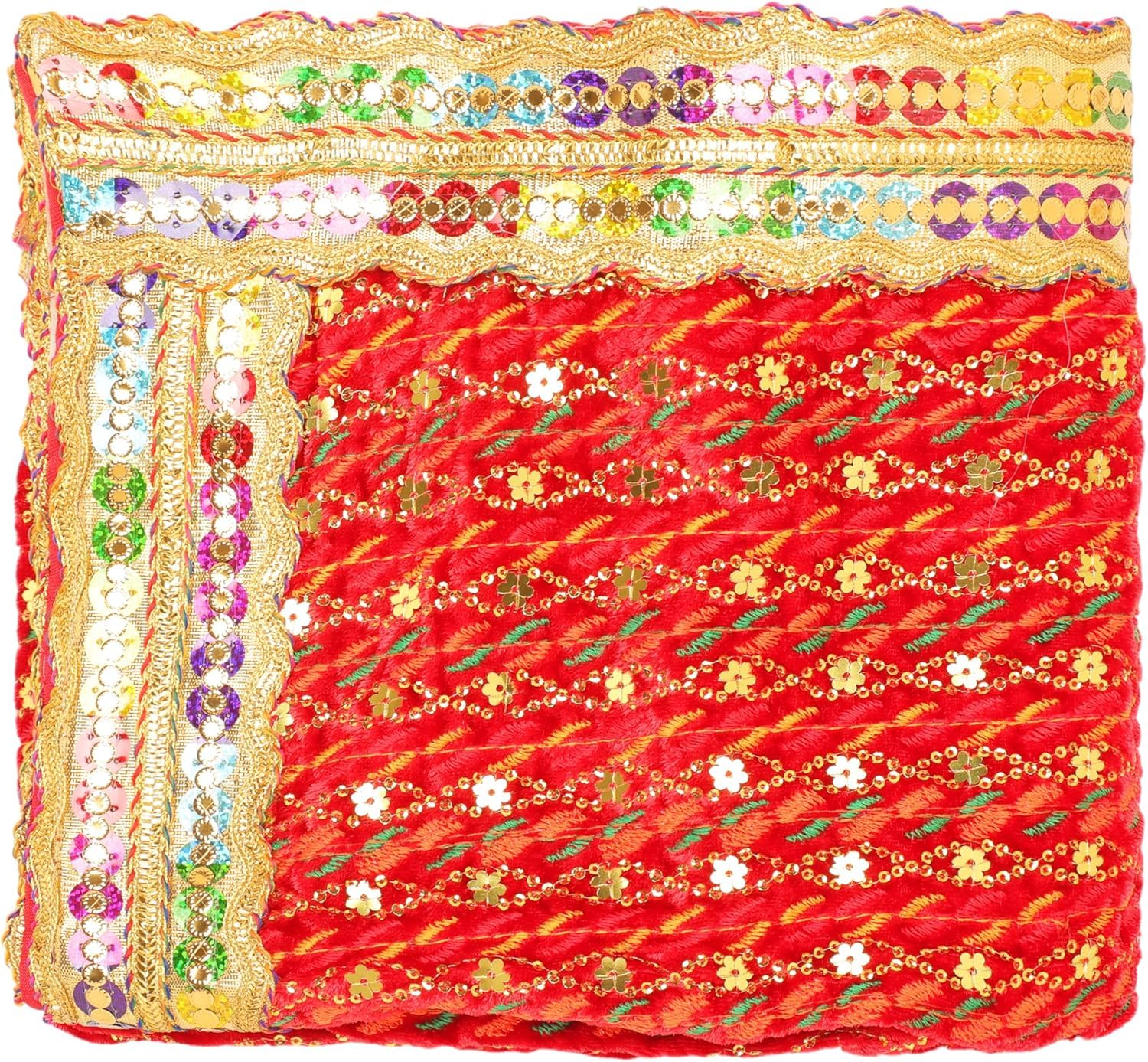 Toile de fond Pooja en tissu traditionnel pour célébrer le Nouvel An indien en famille