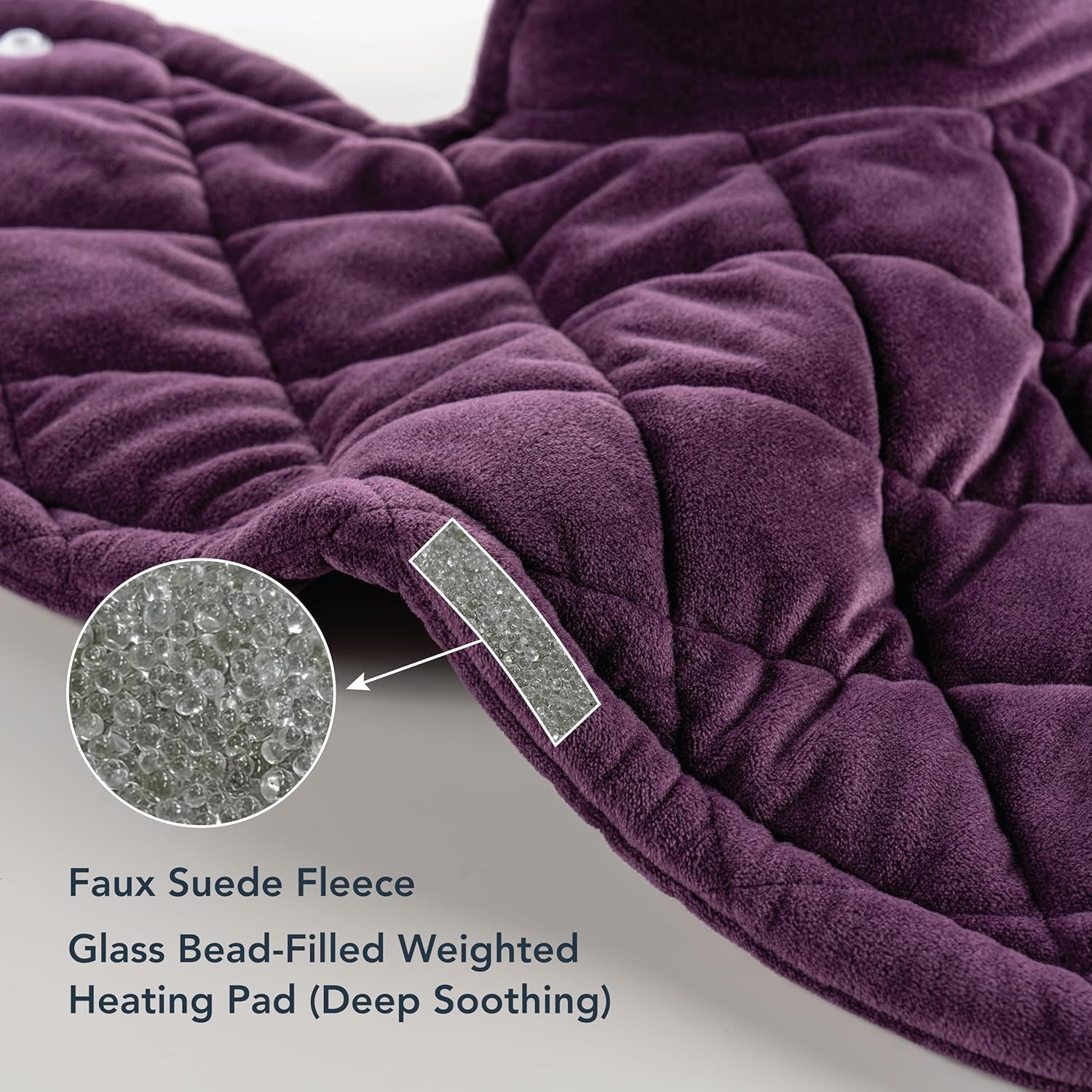 Berkshire Weighted Heating Pad – Faux Suede Fleece Electric Heat Pad for Neck, Shoulder & Back Pain Relief, 4 Heat Settings, Auto Shut-Off, Therapeutic Warmth, Eggplant, 23" x 15.3"