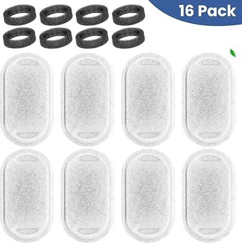 Miniatura 5 de Repuesto de filtro de fuente de agua para gatos, 8 filtros de fuente de agua para mascotas con 8 esponjas de espuma para 67oz2L y 108oz3.2L Filtros