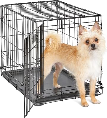 MidWest Homes for Pets 24-Inch iCrate for Small Breeds, 12-20 lbs, Single Door Folding Dog Crate with Divider Panel, Leak-Proof Tray & Secure Latch, Portable, Durable & Easy to Assemble