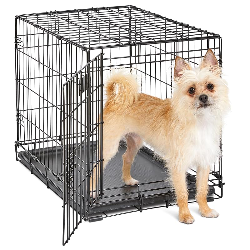 Caixa de transporte para cães pequenos de porta única MidWest Homes for Pets iCrate com divisor e bandeja, 63 cm