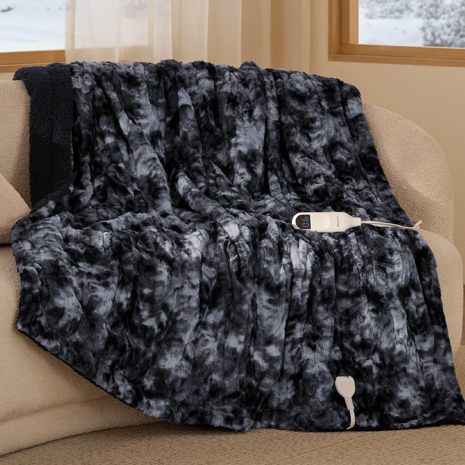 Bedsure Faux Fur Heated Blanket, 50x60