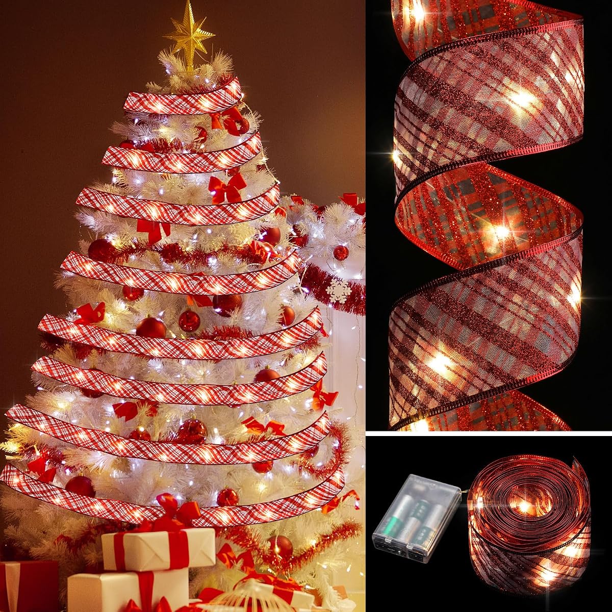 Christmas Ribbon Lights Christmas Lights 16.4 Ft Glow Christmas Tree Ribbon
