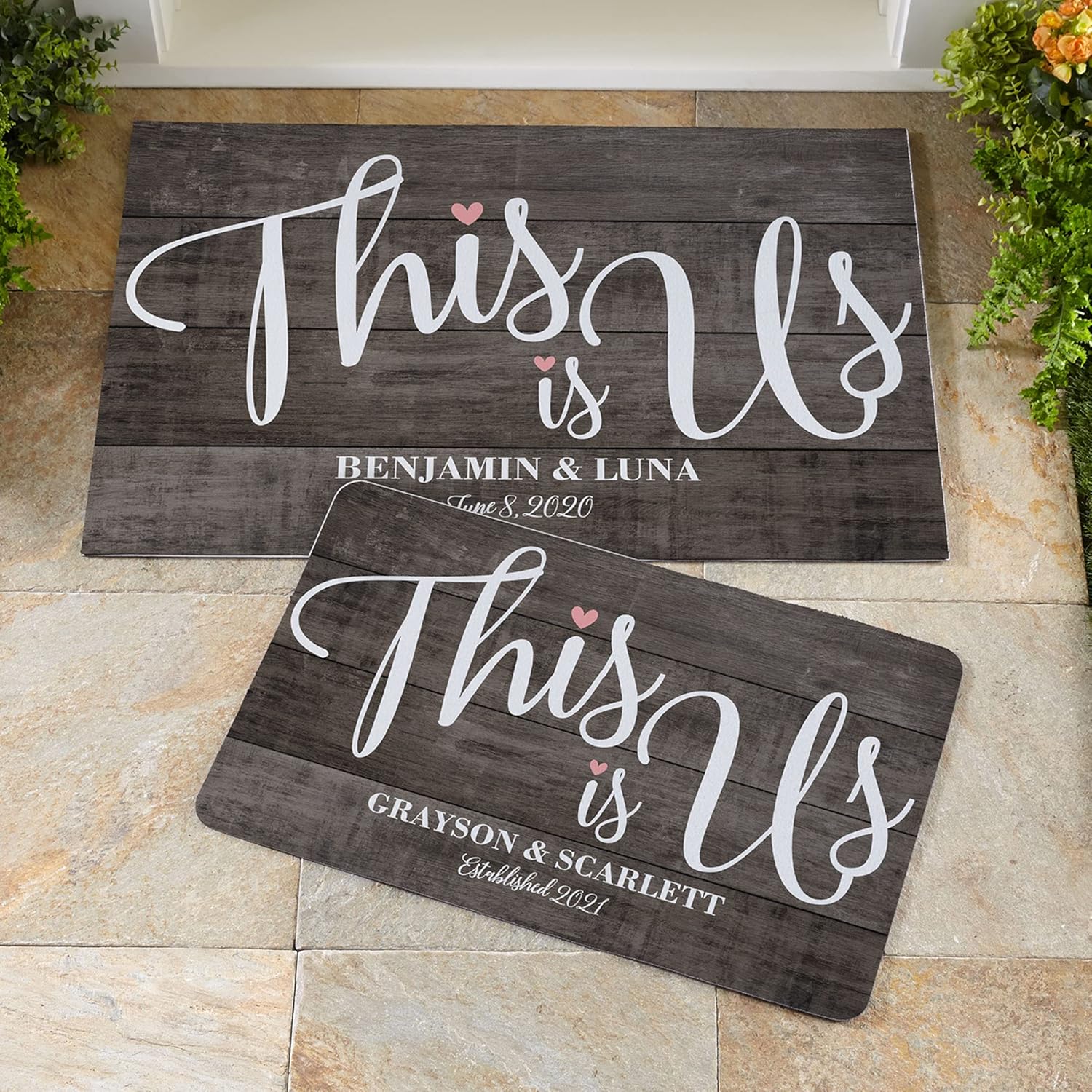 Let's Make Memories Personalized The Two of Us Wedding Doormat - 17" x 27" - Without Holder - Indoor/Outdoor