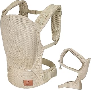 Lionelo Margareet Air Ergonomische Babytrage für Babys von 4 Monaten bis 20 kg, 3 Tragepositionen, atmungsaktives Material, abnehmbare Kapuze, doppelte Sicherheit