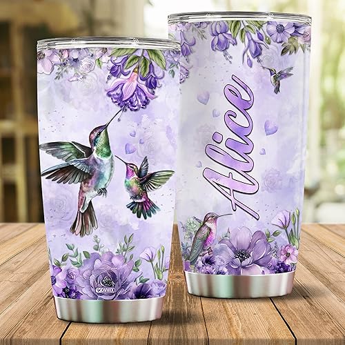 Miniatura 2 de WONWIX Vaso de colibrí personalizado para mujeres, taza con nombre personalizado, regalo del día de la madre, cumpleaños, Navidad, San Valentín,
