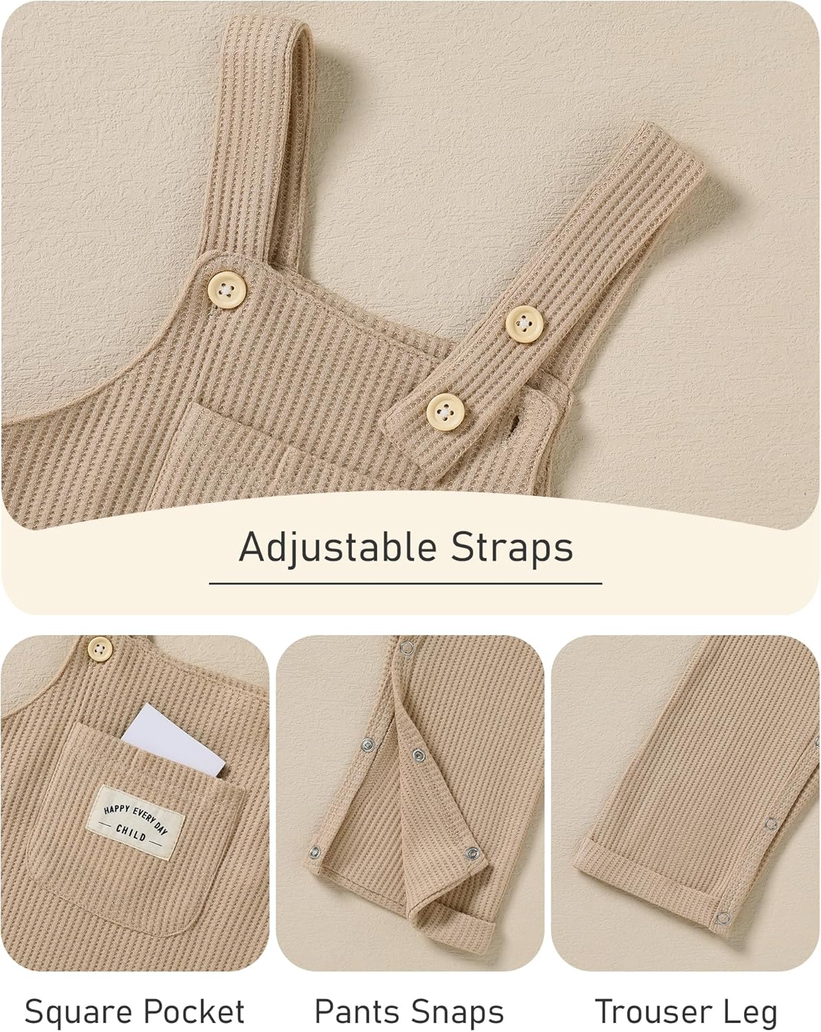 ZOEREA Toddler Baby Boys Clothes Outfit Long Sleeve T-Shirt and Romper Set Cute Jumpsuit Overalls Solid Color 6M-4T - Image 4