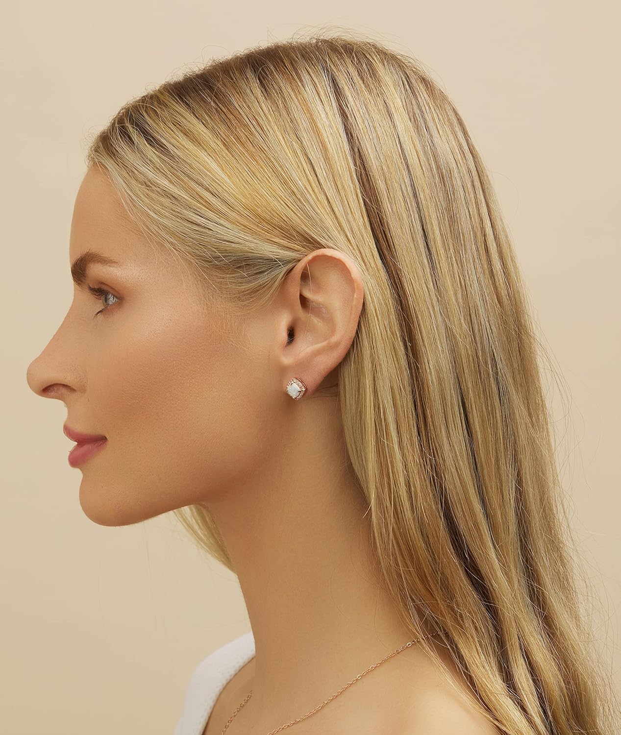 Barzel White Gold Plated Created White Opal Stud Earrings for Women - Made In Brazil - Image 4