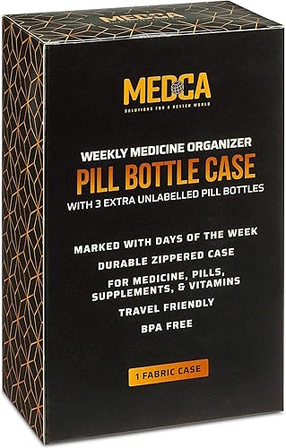 Miniatura 7 de Pastillero y organizador de botellas de píldoras, bolsa de transporte semanal y diaria para botellas semanales de píldoras con 3 botellas diarias
