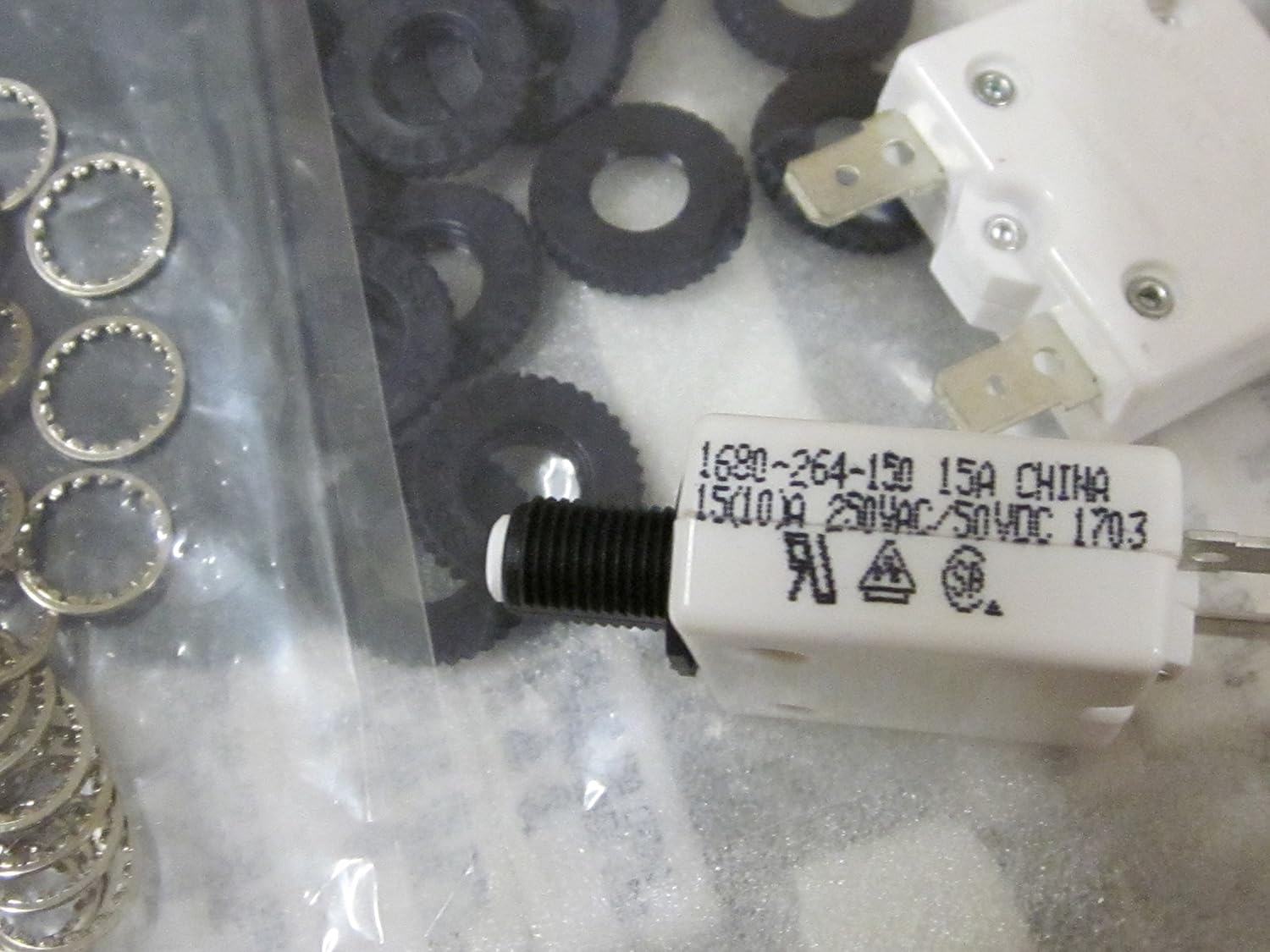 1680-264-150-F4 Series 16 Panel Mount Circuit Breaker, 15 AMP BREAKER with (2) Knurlnuts/Lockwasher