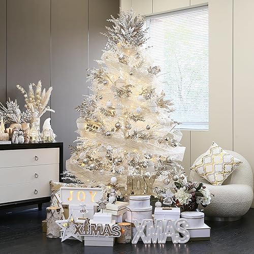 Miniatura 6 de Sea Team Paquete de 36 ramitas de acacia artificiales con purpurina, palos decorativos, hojas brillantes, tallos, púas, ramas para árbol de Navidad,