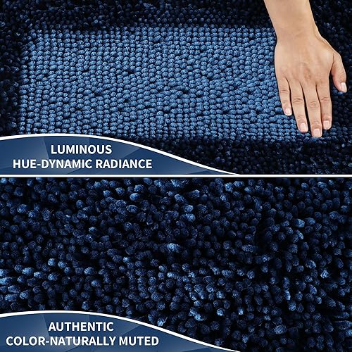 Miniatura 30 de Yimobra Juego de 2 alfombras de baño, alfombra de baño suave y absorbente y alfombra de inodoro en forma de U con respaldo antideslizante, alfombras