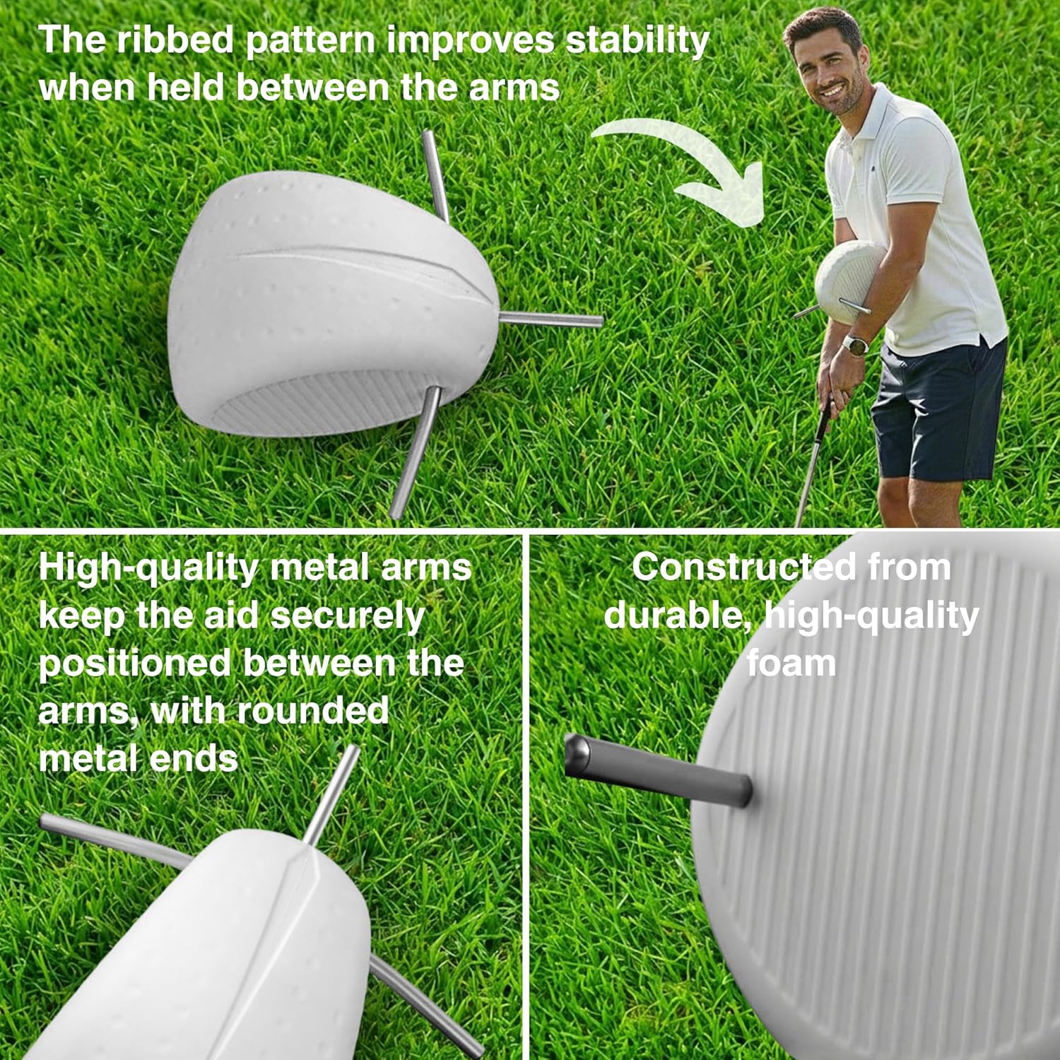 The Connector Golf Training Aid by Swing Assist – Golf Swing Trainer and Golf Connector for Arm Connection, Tempo, Consistency, Posture Correction | Portable Textured Grip Foam