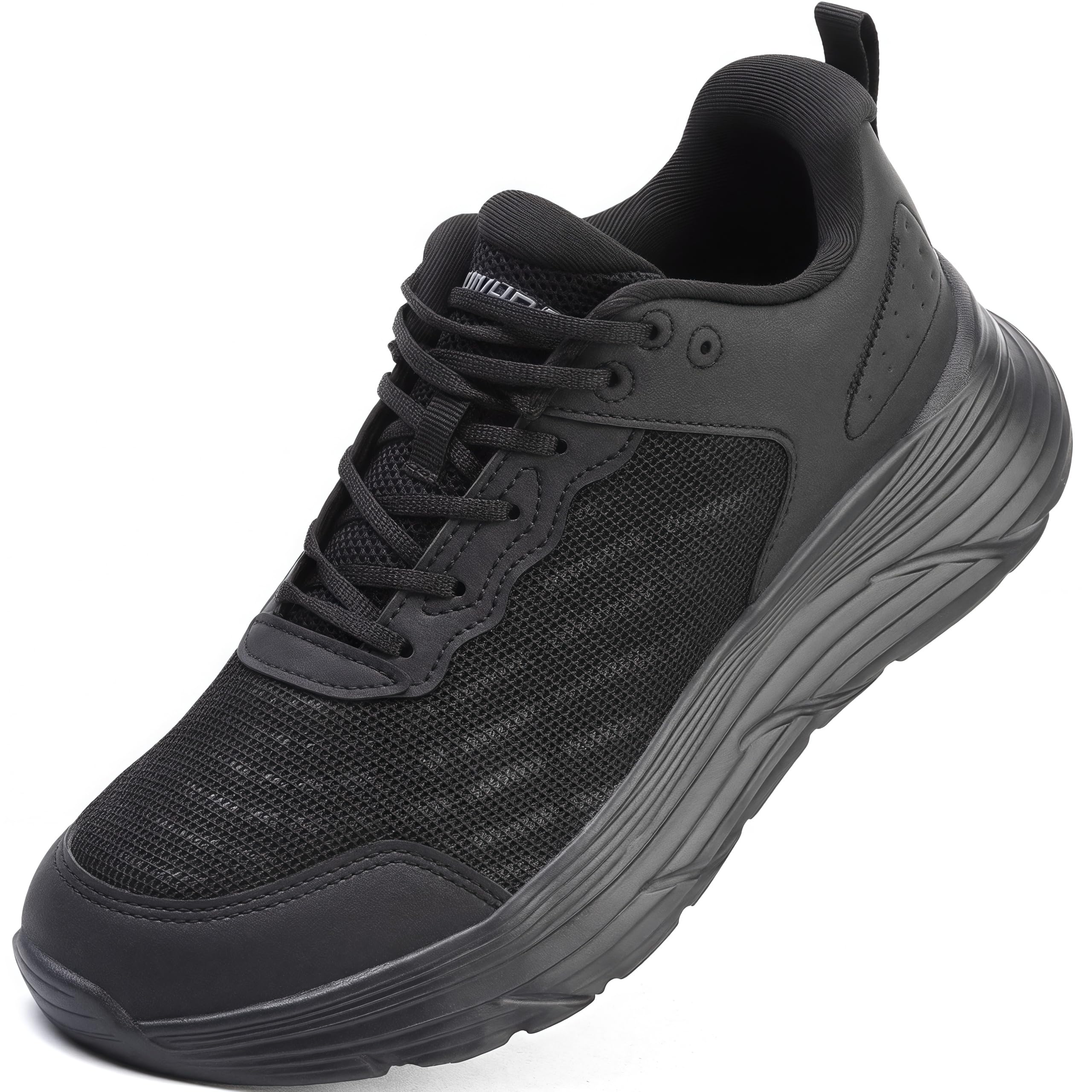 BKWHDAY Non Slip Work Shoes for Men Chef Shoe Comfortable Breathable Oil Resistant Slip Resistant Food Service Sneaker for Kitchen, Restaurant, Waiters - Black