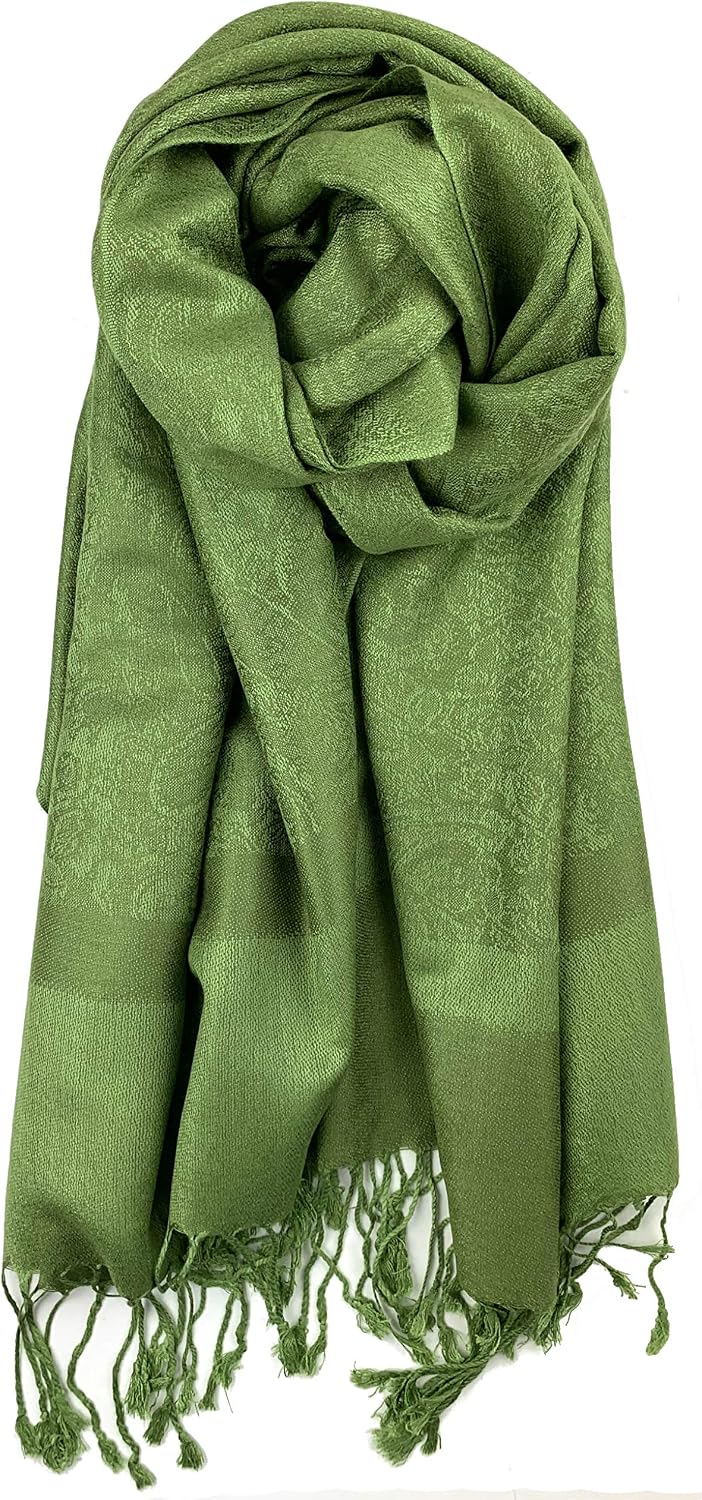 Plum Feathers Two Tone Vintage Paisley Pattern Pashmina Scarf