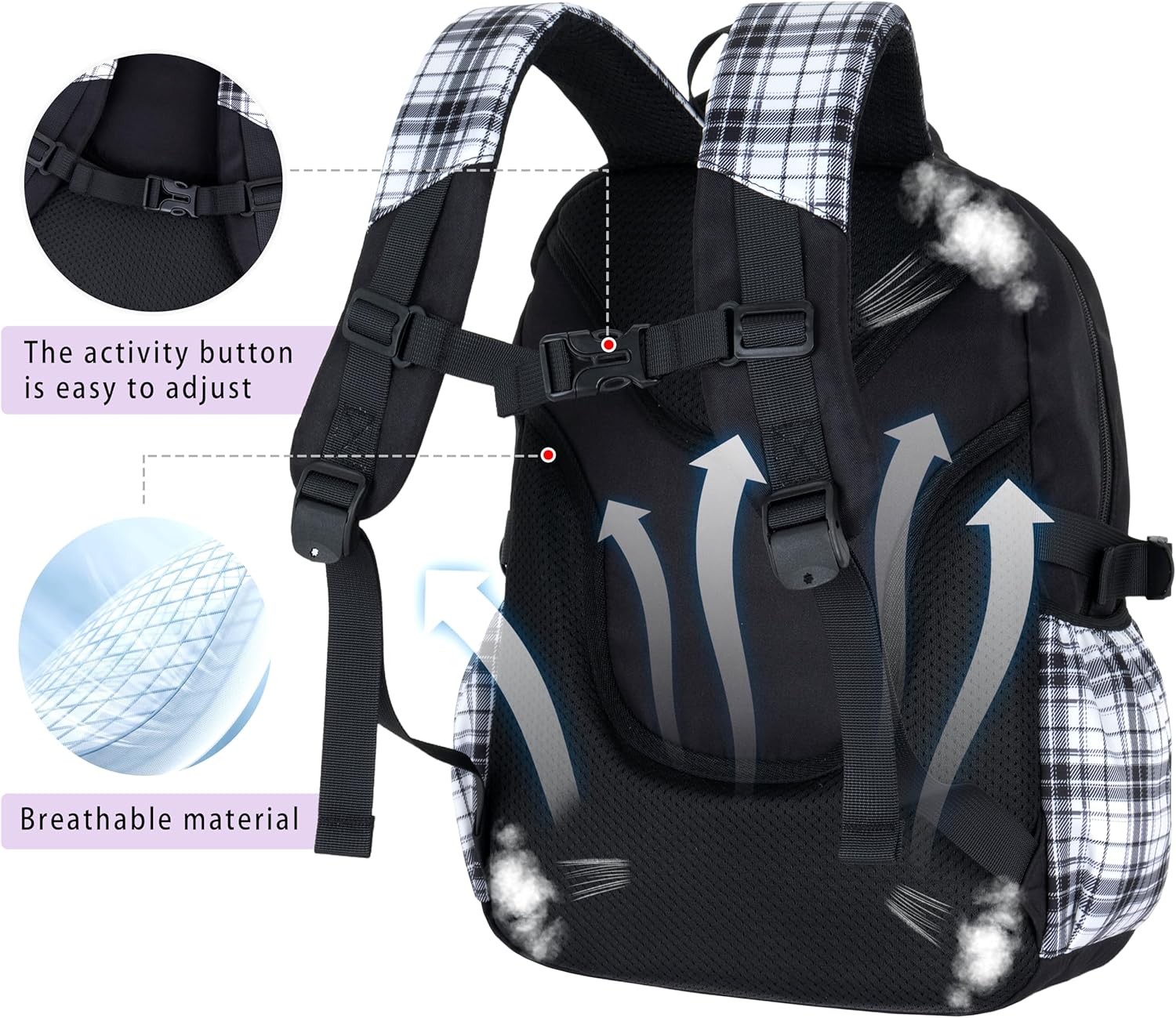 Roffatide Anime Kawaii School Backpack for Girls Boys with 21Pcs Accessories Cartoon Students Aesthetic New Semester Gifts Laptop Backpack with Cute Pins, Anti-Theft, ID Badge Holder Black A