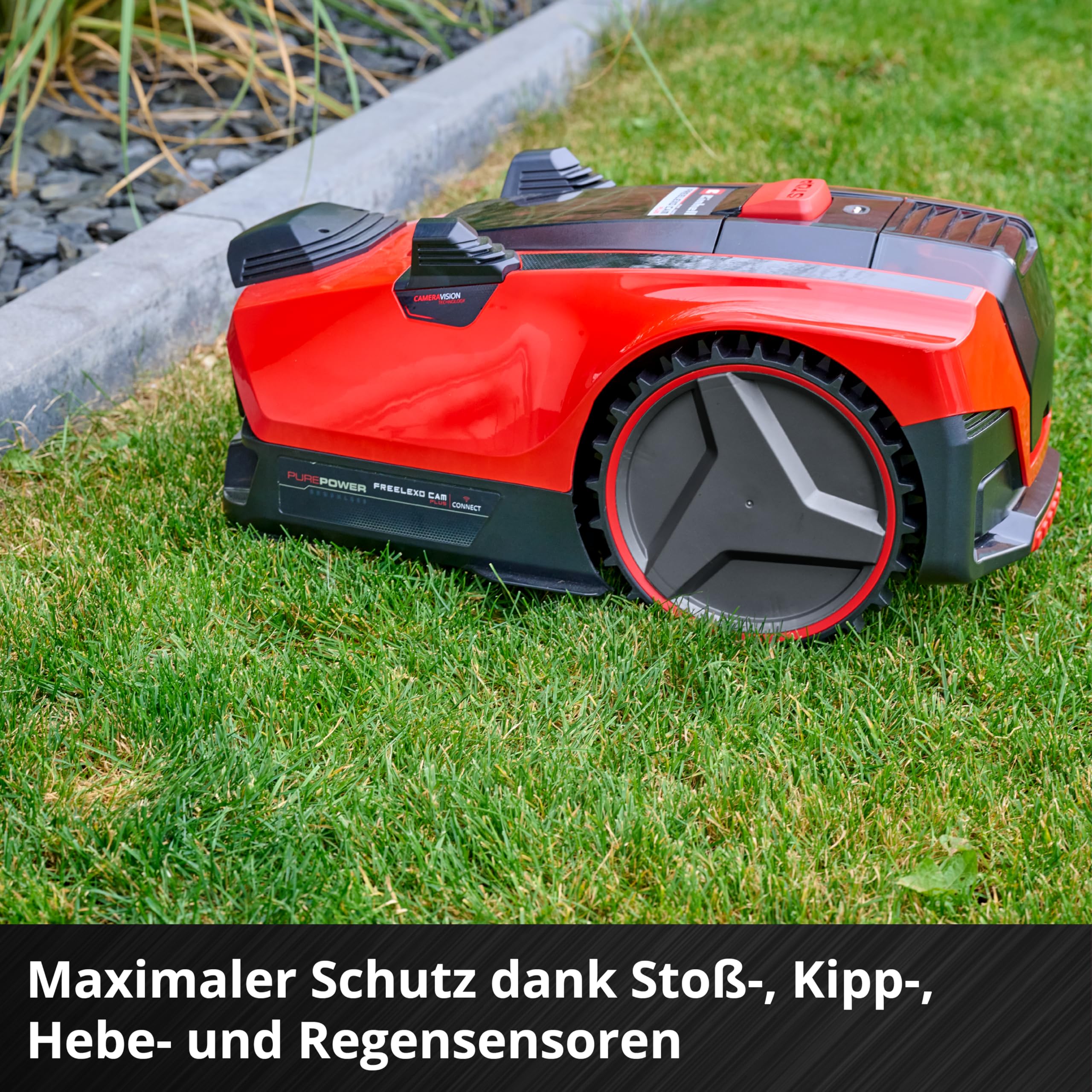 Einhell Mähroboter FREELEXO CAM Plus 600 Power X-Change (18 V, Kamera statt Begrenzungsdraht, für 600 m², WiFi, Brushless, bis 25% Steigung, inkl. 4,0 Ah Plus Akku)