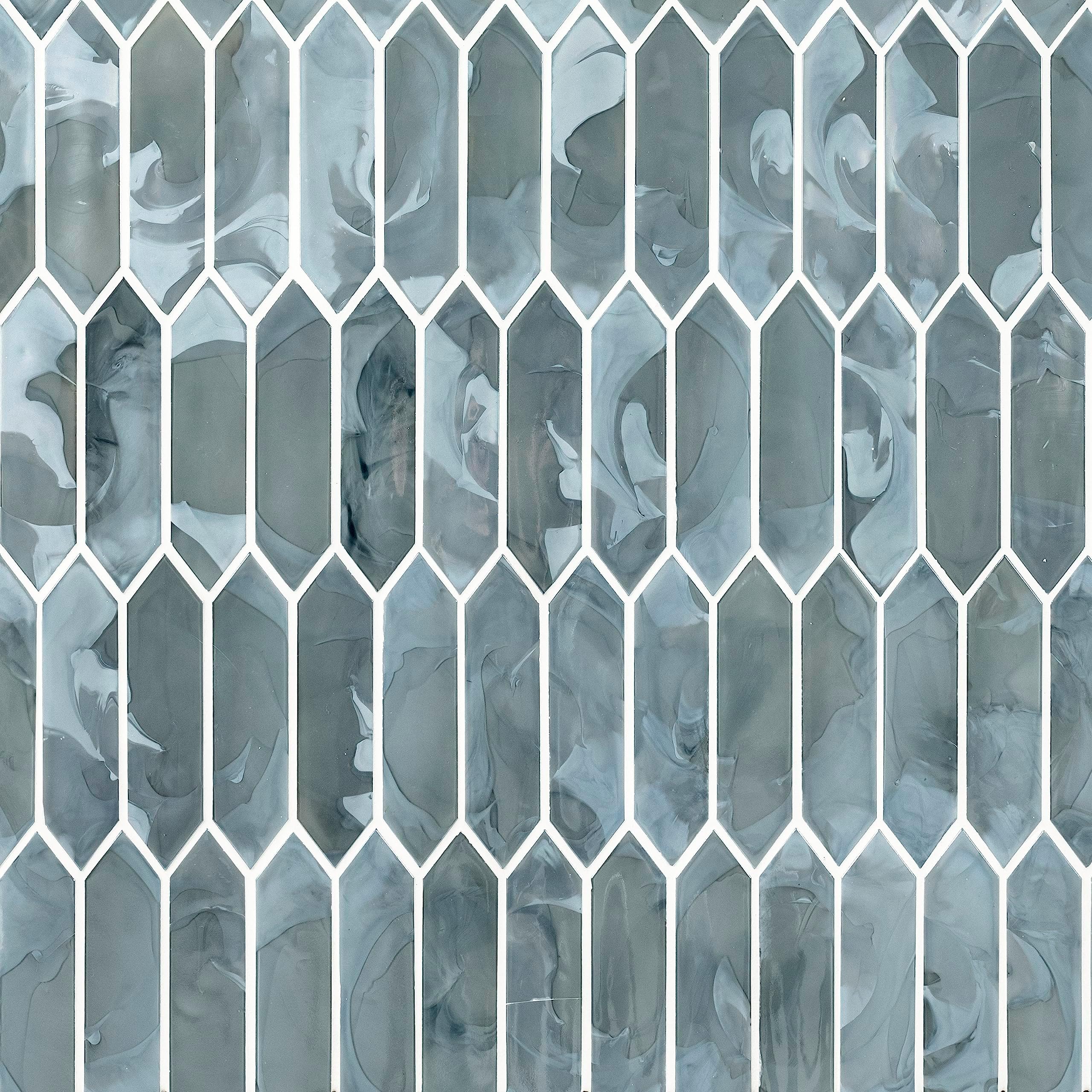 MSI Blue Shimmer Picket 10 in. x 13.3 in. 6mm Glass Mesh Mounted Mosaic Wall Tile for Bathroom, Kitchen Backsplash, Accent Wall Tile, and Shower Wall Tile