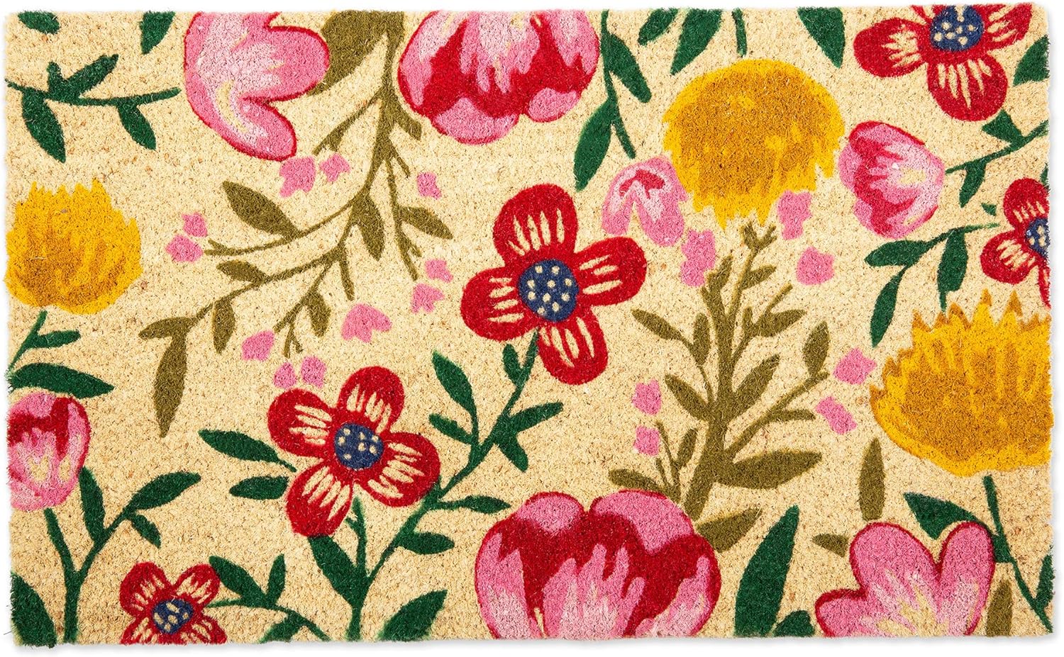 DII Floral Design Collection Natural Coir Doormat, 17x29, Bouquet