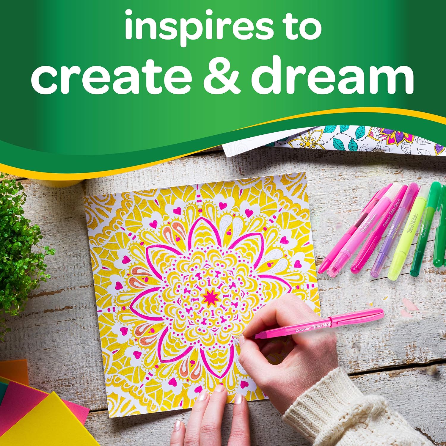Crayola Take Note Colorful Writing Set, At Home Crafts for Kids, Bullet Journal Supplies, 19 Pieces