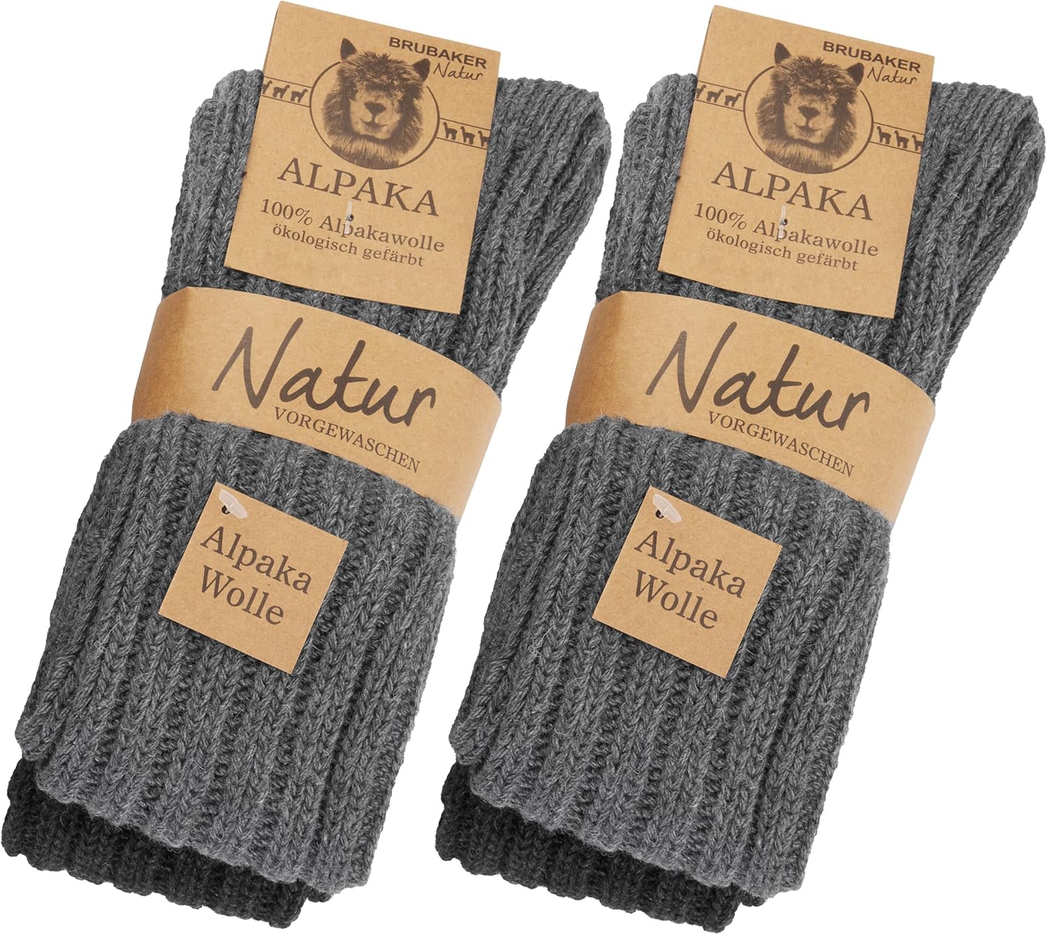 BRUBAKER Alpaca Wool Socks - Over the Calf Socks for Women and Men - 4 Pairs Unisex Knee High Winter Socks - Thermal Thick
