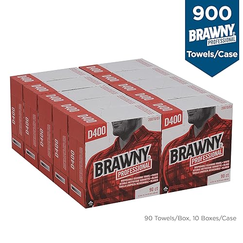 Miniatura 3 de GEORGIA-PACIFIC Brawny Professional D400 - Toalla de limpieza desechable, caja alta, color blanco, 1 caja (2007003)
