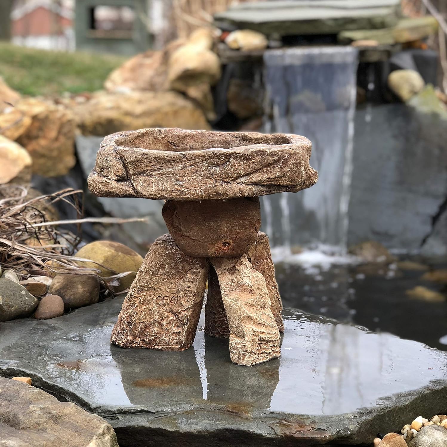 Stonehenge Birdbath Rock Balancing Sculpture