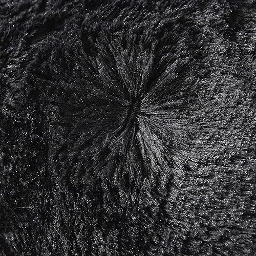 Miniatura 3 de Uhamho Juego de funda de edredón mullido de piel sintética y terciopelo, juego de ropa de cama con fundas de almohada, ultra suave, cálido (negro,