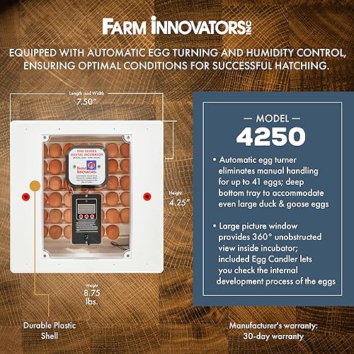 Miniatura 2 de Farm Innovators - Incubadora digital con aire circulado con girador automático de huevos, versión mejorada - Mejora 1