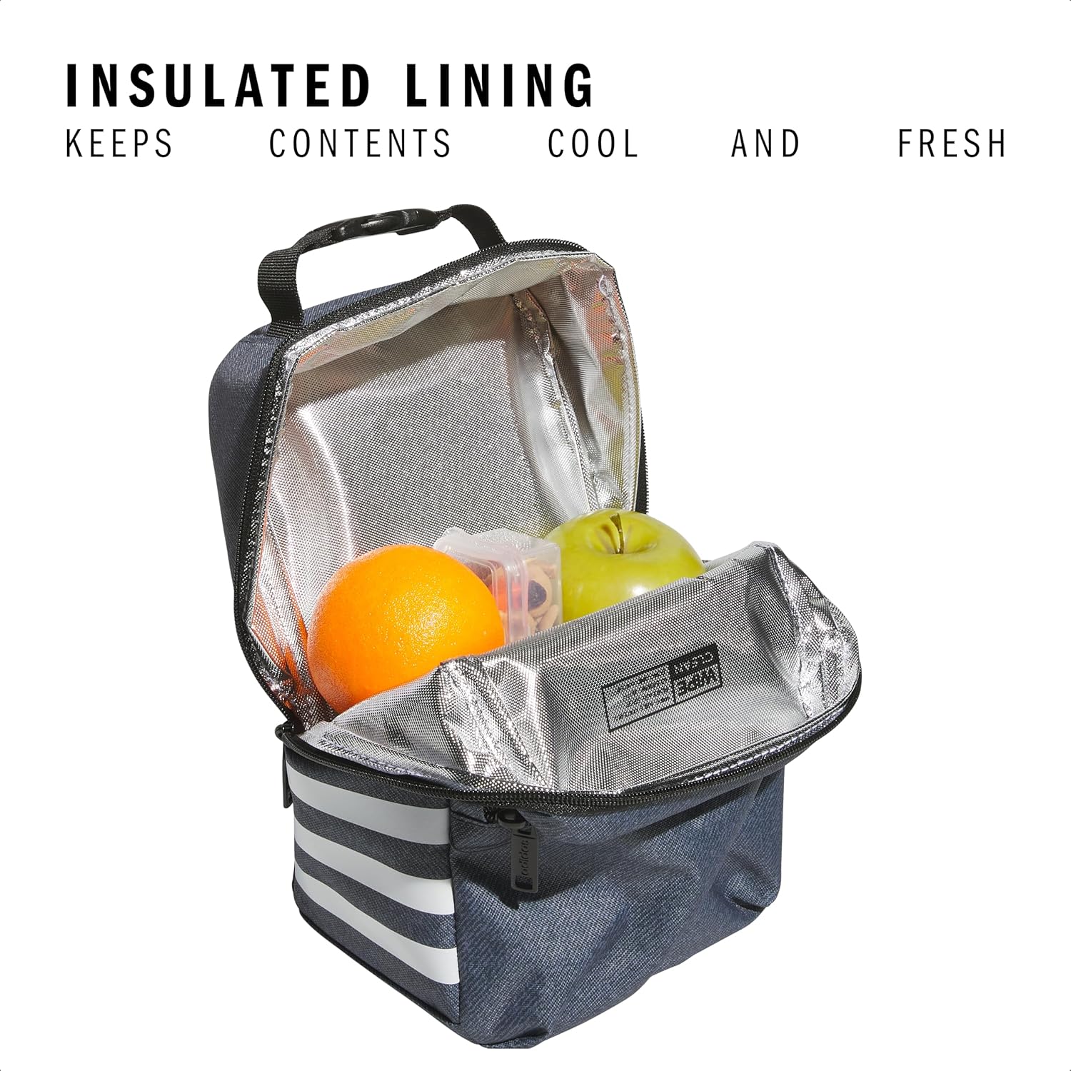 adidas Santiago Lunch Bag Cooler for Women and Men, Insulated Food Container Box with Mesh Pocket, Twill Onix Grey/Black/3.0, One Size - Image 2