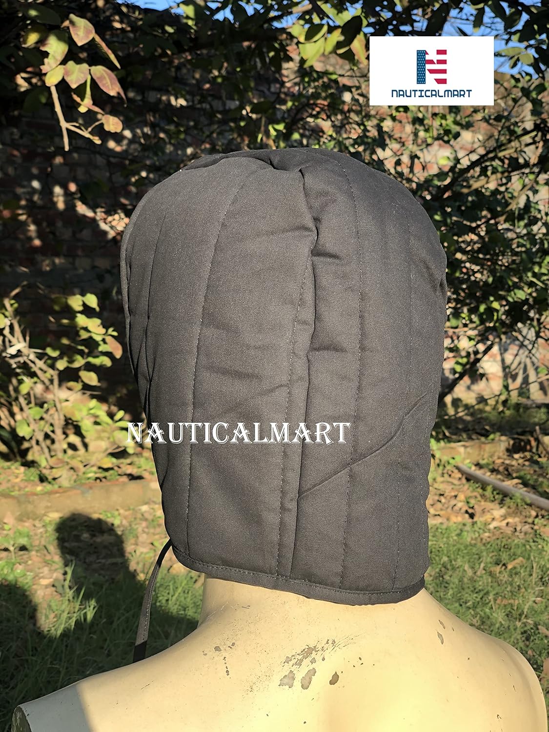NauticalMart Renaissance Medieval Cotton Padded Armor Arming Cap - Black - Image 7