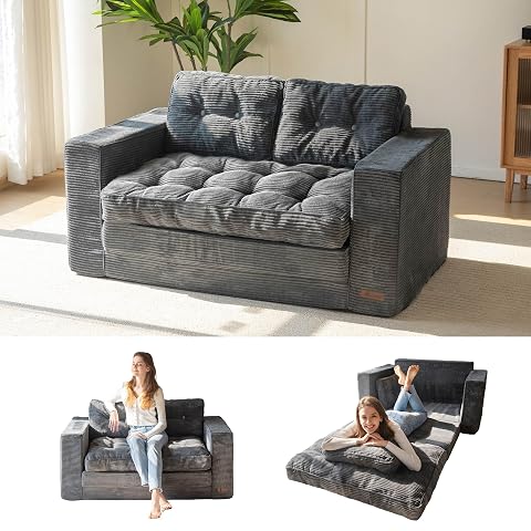 MAXYOYO Convertible Sofa Bed Pull Out Loveseat Sleeper Sofa 2 in 1 Folding Couch Bed Fold Out Floor