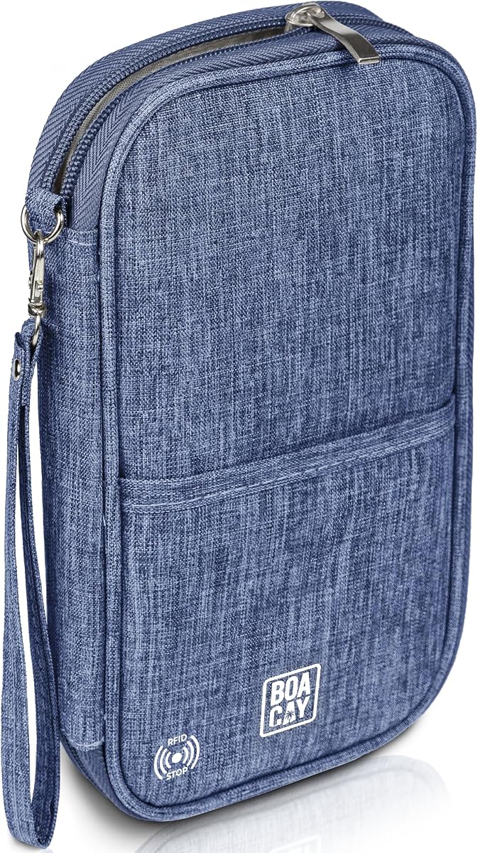 Travel Document Organizer with RFID, Family Passport Holder, Wallet for Women & Men, Portable & Waterproof Case for Cards, Boarding Pass, Money