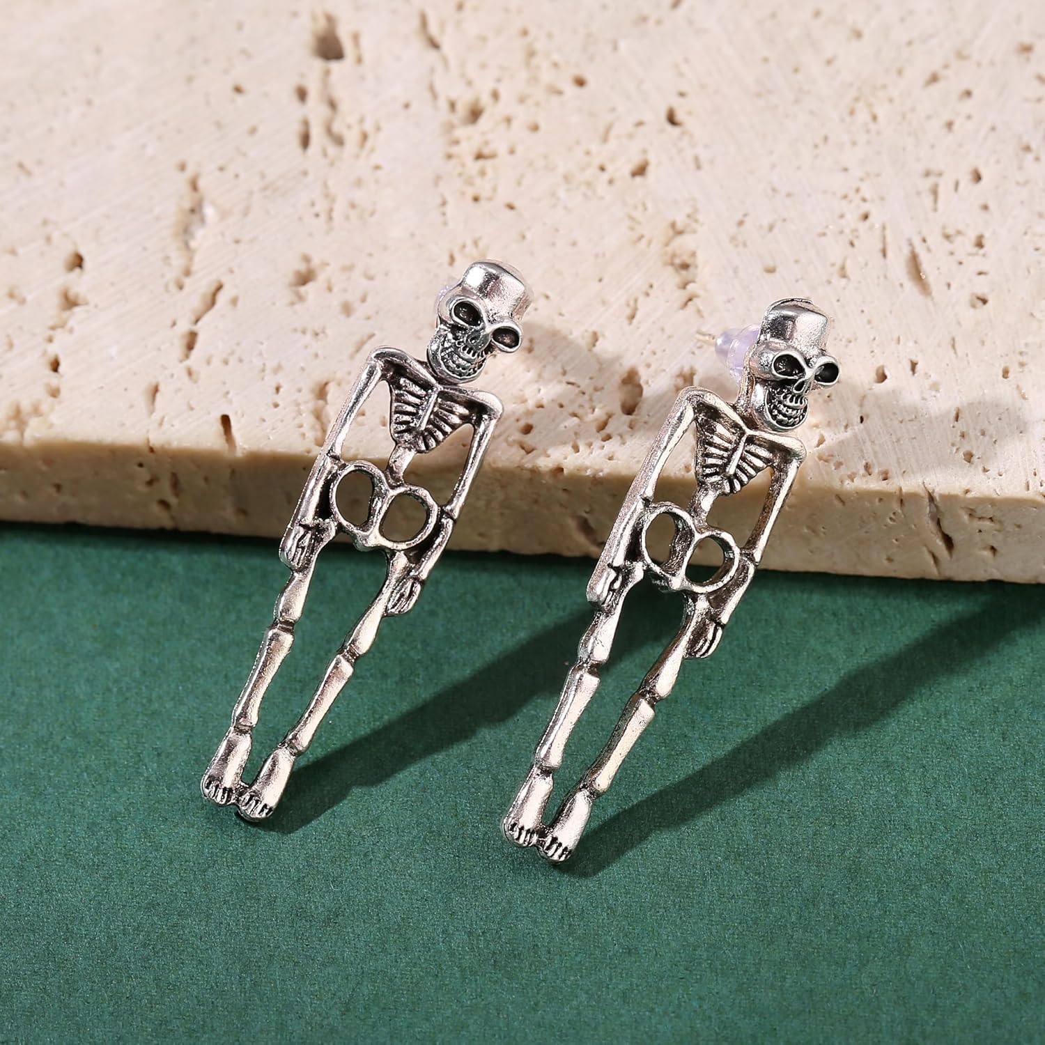 2 Pairs Halloween Skull Earrings for Women Funny Skeleton Dangle Earrings Spooky Drop Earrings for Halloween Costume Party Cosplay Accessories - Image 6