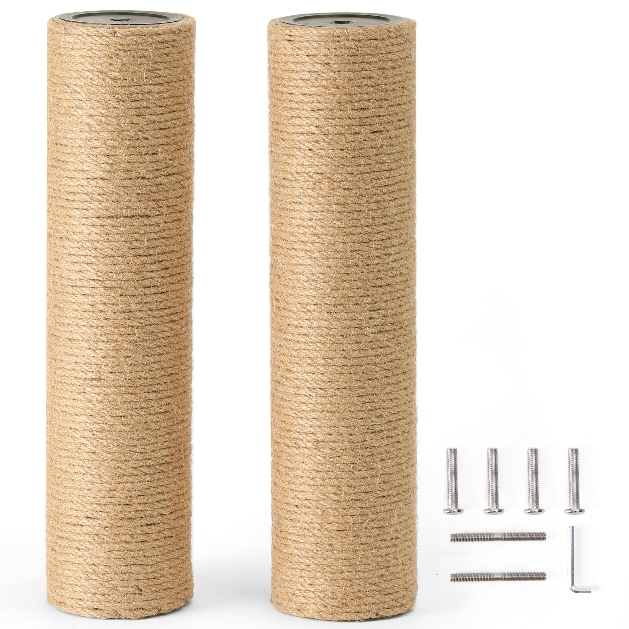 FUKUMARU 2 Pack Scratching Post Replacement, 3.5 X 14.5 Inch Natural Jute Rope Scratching Post Refill with M8 Screws