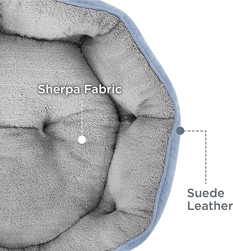 Miniatura 4 de Bedsure Camas lavables para perros, camas redondas con parte inferior antideslizante para gatos de interior, cachorros y gatitos, 20 pulgadas, azul