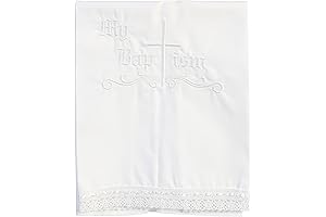 Baptism Towel for Boys and Girls, 100% Cotton Baby White Christening Blanket